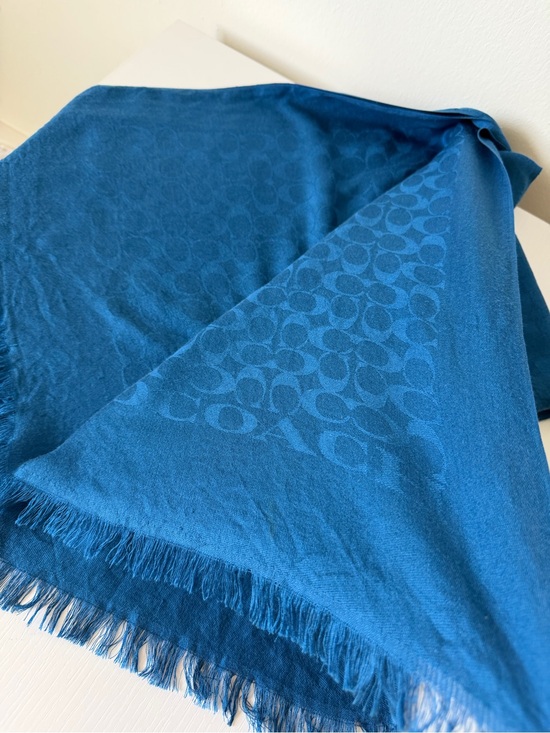 Coach Accessories - Coach Signature C Blue Silk Cotton Scarf Wrap Shawl 24” x 64”